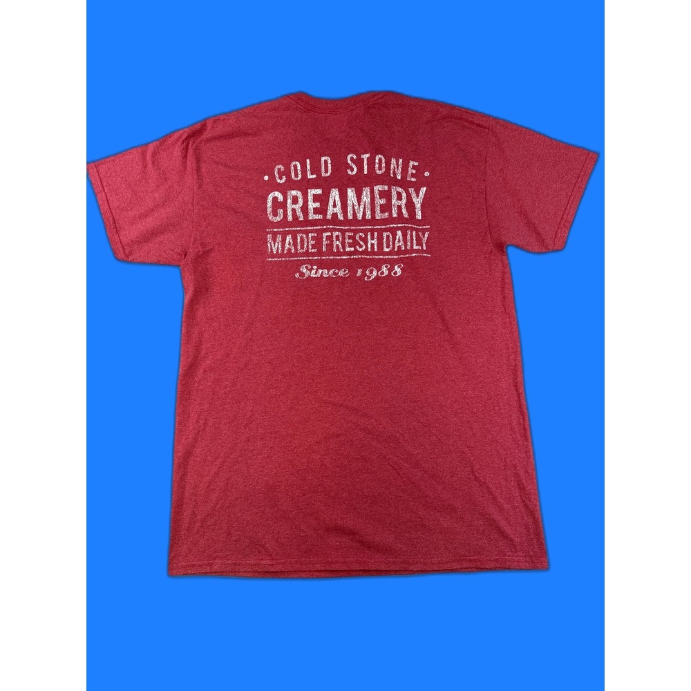 Cold Stone Tee L Red Cotton Polyester Crewneck Short Sleeve Heavy Plain Unisex